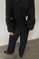 Thumbnail for Black Scallop Detail Jeans