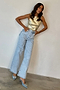 Scallop Detail Straight Leg Jeans