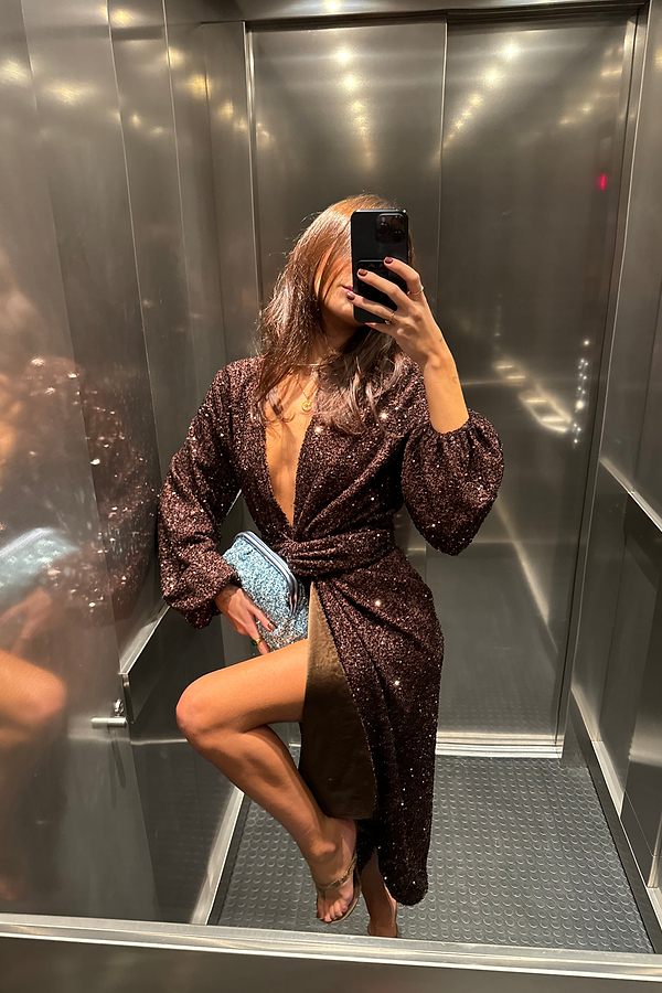 Chocolate Sequin Vienna Dress