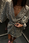 Silver Sequin Mini Vienna Wrap Dress
