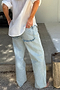 Scallop Detail Straight Leg Jeans