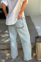 Thumbnail for Scallop Detail Straight Leg Jeans