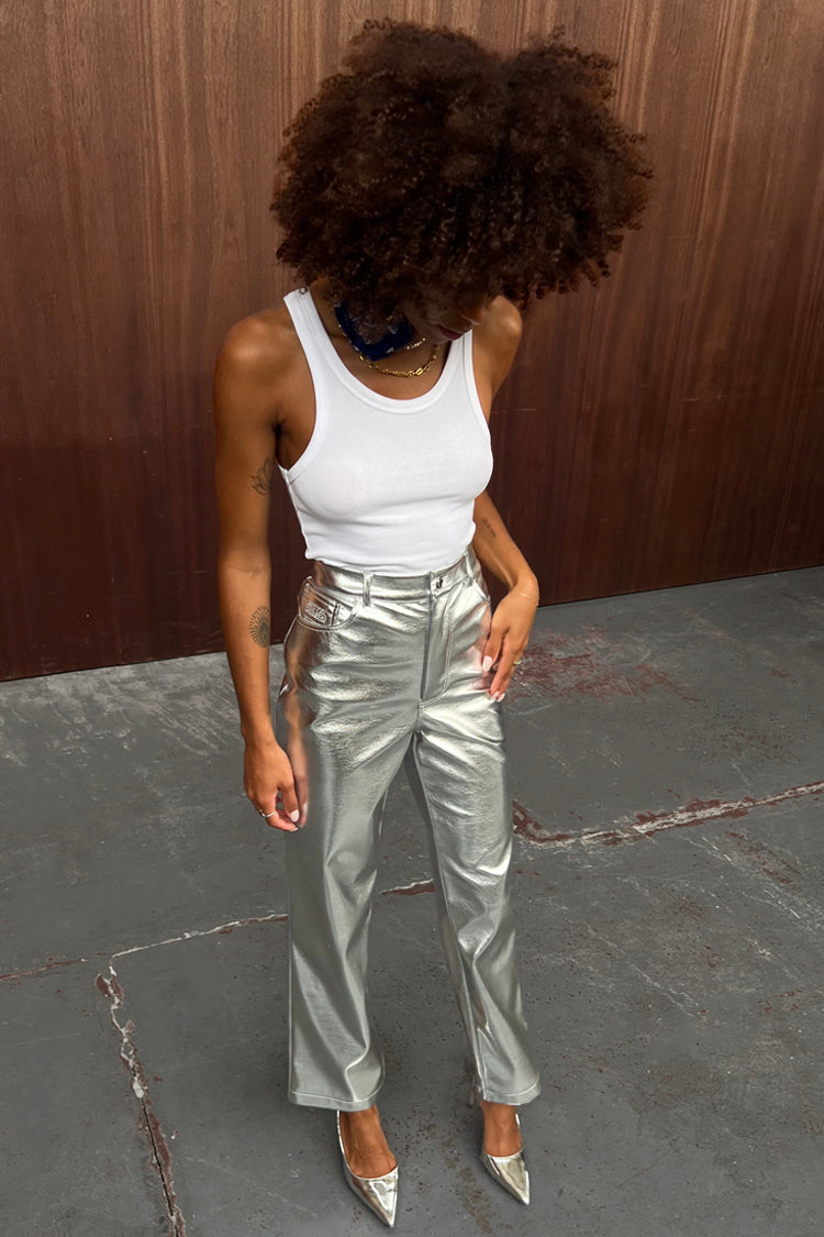 Silver Vegan Leather Trouser