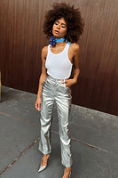 Thumbnail for Silver Vegan Leather Trouser