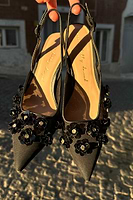 Thumbnail for Black Bead Bimba Slingback Shoes