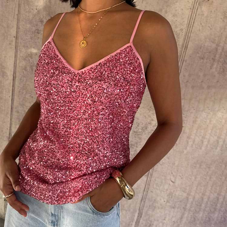 Pink Sequin Cami Top – Never Fully Dressed Pink Sequin Cami Top – Never Fully Dressed
