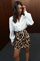 Thumbnail for Model wearing Leopard Mini Jaspre Skirt 