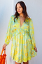 Blue Palm Mini Swirl Dress