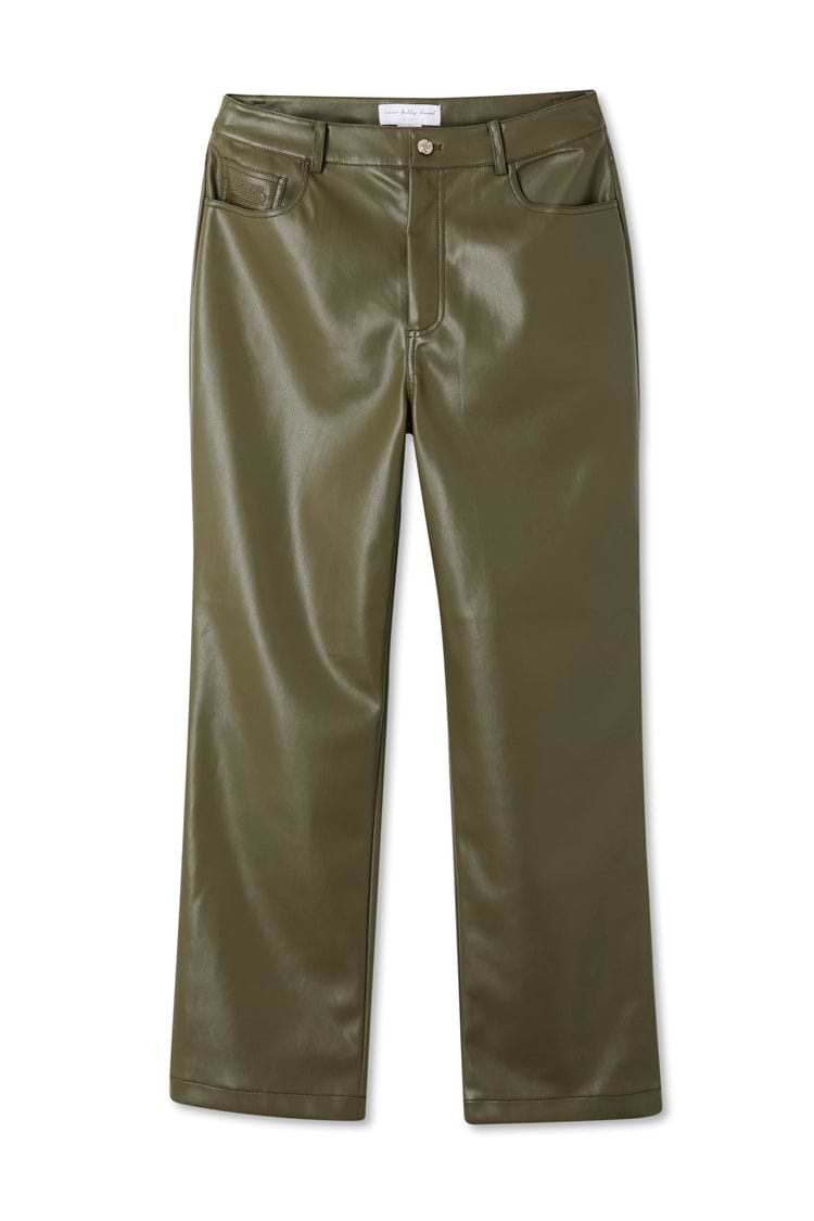 Khaki Vegan Leather Trouser