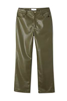 Thumbnail for Khaki Vegan Leather Trouser