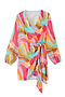 Multi Abstract Mini Vienna Wrap Dress