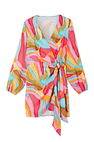 Thumbnail for Multi Abstract Mini Vienna Wrap Dress