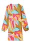 Multi Abstract Mini Vienna Wrap Dress