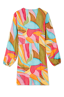 Thumbnail for Multi Abstract Mini Vienna Wrap Dress