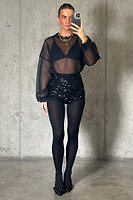 Thumbnail for Black Sequin Hot Pants