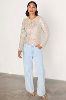 Thumbnail for caption_Model wears Silver Sequin Tia Top in UK size 8/ US 4