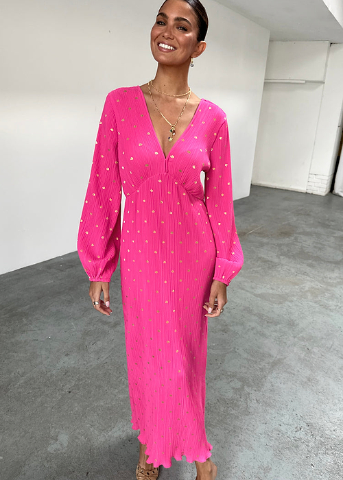 Pink Plisse Emma Dress
