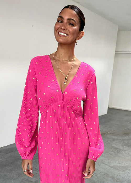 Pink Plisse Emma Dress