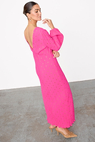 Thumbnail for caption_Model wears Pink Plisse Emma Dress in UK size 8/ US 4