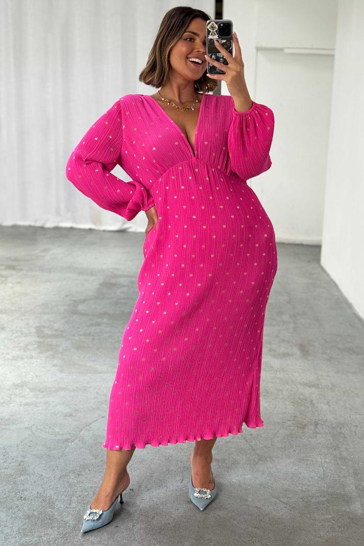 Pink Plisse Emma Dress