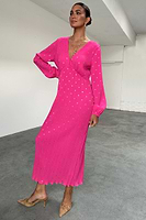 Thumbnail for caption_Model wears Pink Plisse Emma Dress in UK size 8/ US 4