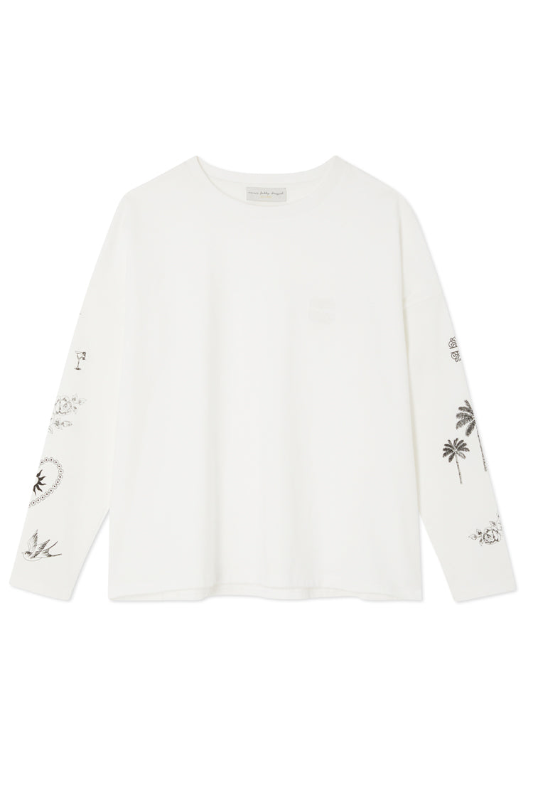 White Long Sleeve Tattoo T-Shirt