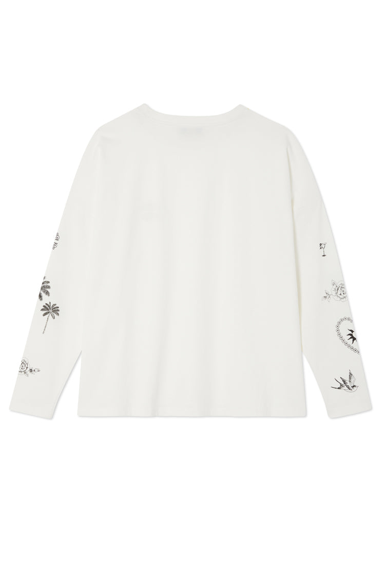 White Long Sleeve Tattoo T-Shirt