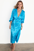 Thumbnail for Turquoise Sundazed Summer Vienna Wrap Dress
