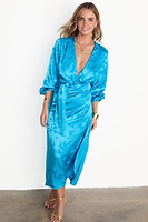 Thumbnail for Turquoise Sundazed Summer Vienna Wrap Dress Petite