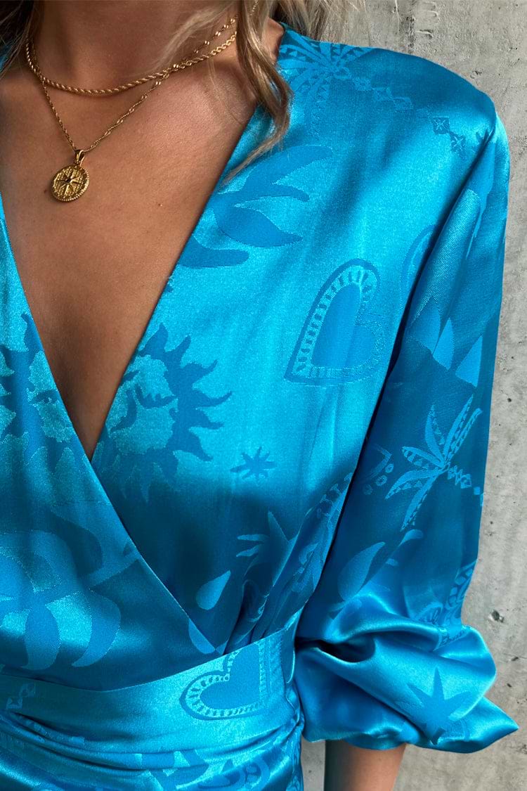 Turquoise Sundazed Summer Vienna Wrap Dress Petite