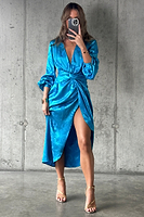 Thumbnail for Turquoise Sundazed Summer Vienna Wrap Dress
