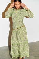 Thumbnail for Model wearing Khaki Bandana Indie Dress standing facing the camera 