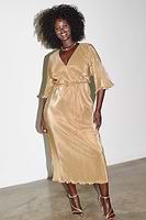 Thumbnail for Model wearing gold plisse dress