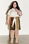 Gold Vegan Leather Mini Wrap Skirt Petite