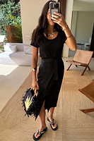 Thumbnail for Black Jesse Jersey Wrap Dress