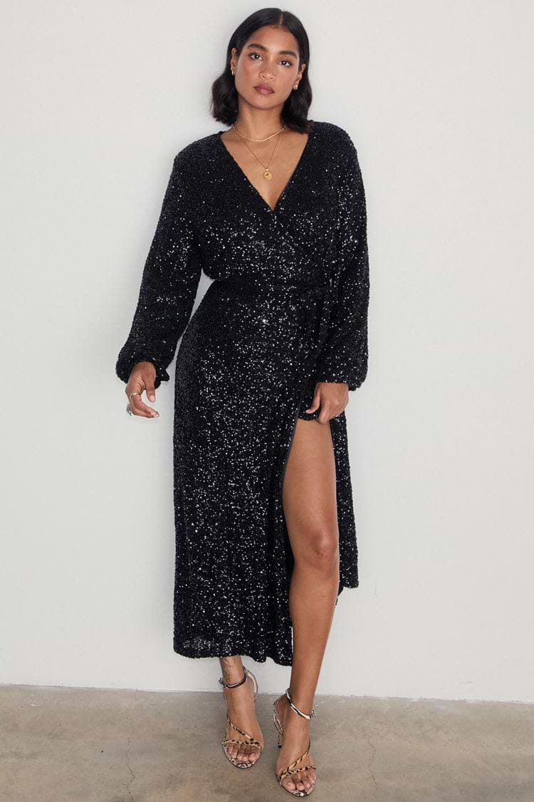 Black sequin wrap hotsell