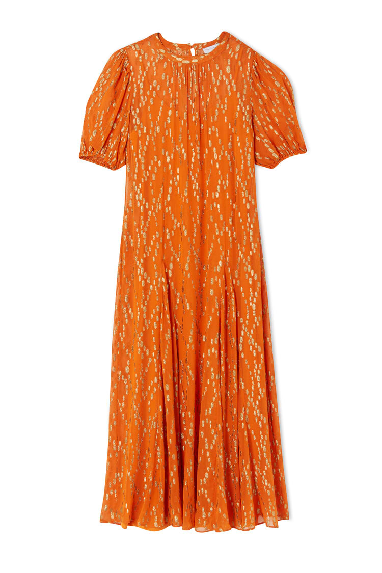 Orange Jacquard Bibi Dress