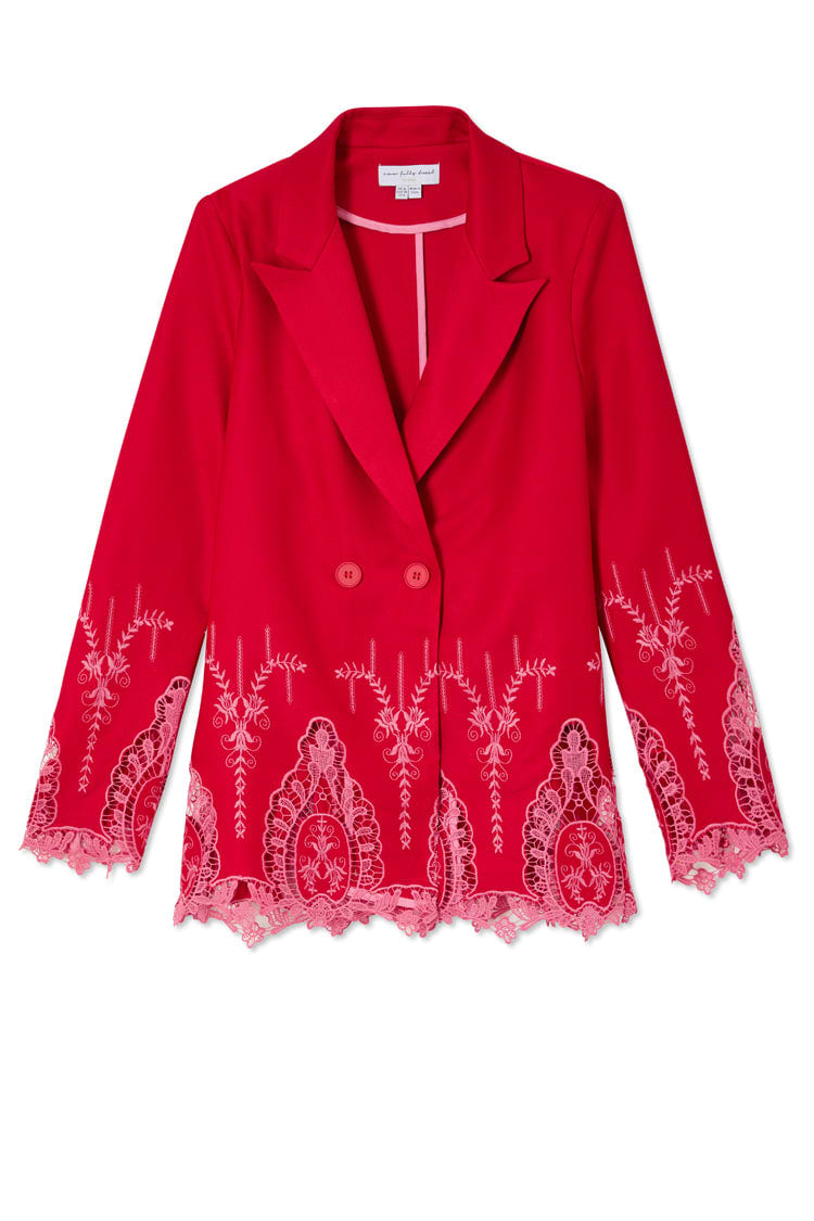 Red And Pink Lace Frany Blazer