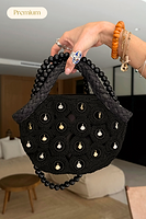 Thumbnail for Black Crochet Shell Charm Mini Bag