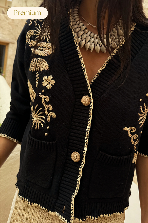 Black Raffia Cardi