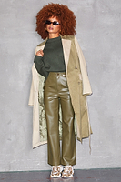 Thumbnail for Khaki Vegan Leather Trouser