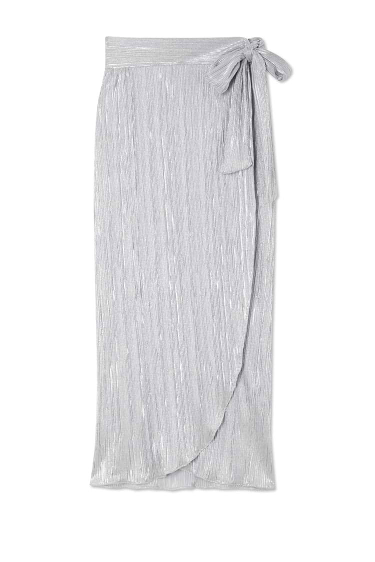 Silver Plisse Jaspre Wrap Skirt