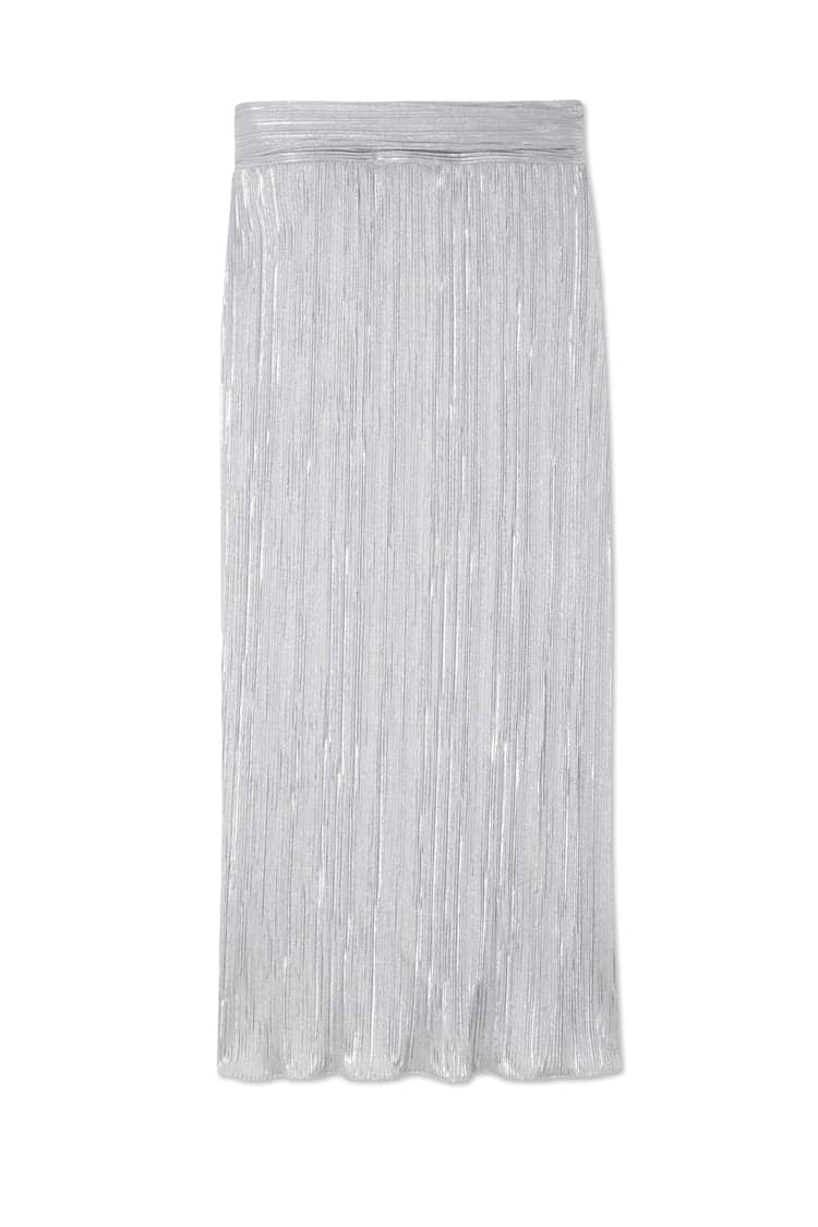 Silver Plisse Jaspre Wrap Skirt