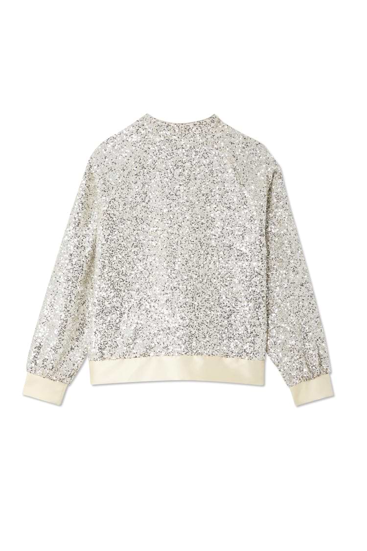Silver Sequin Bomber Jacket