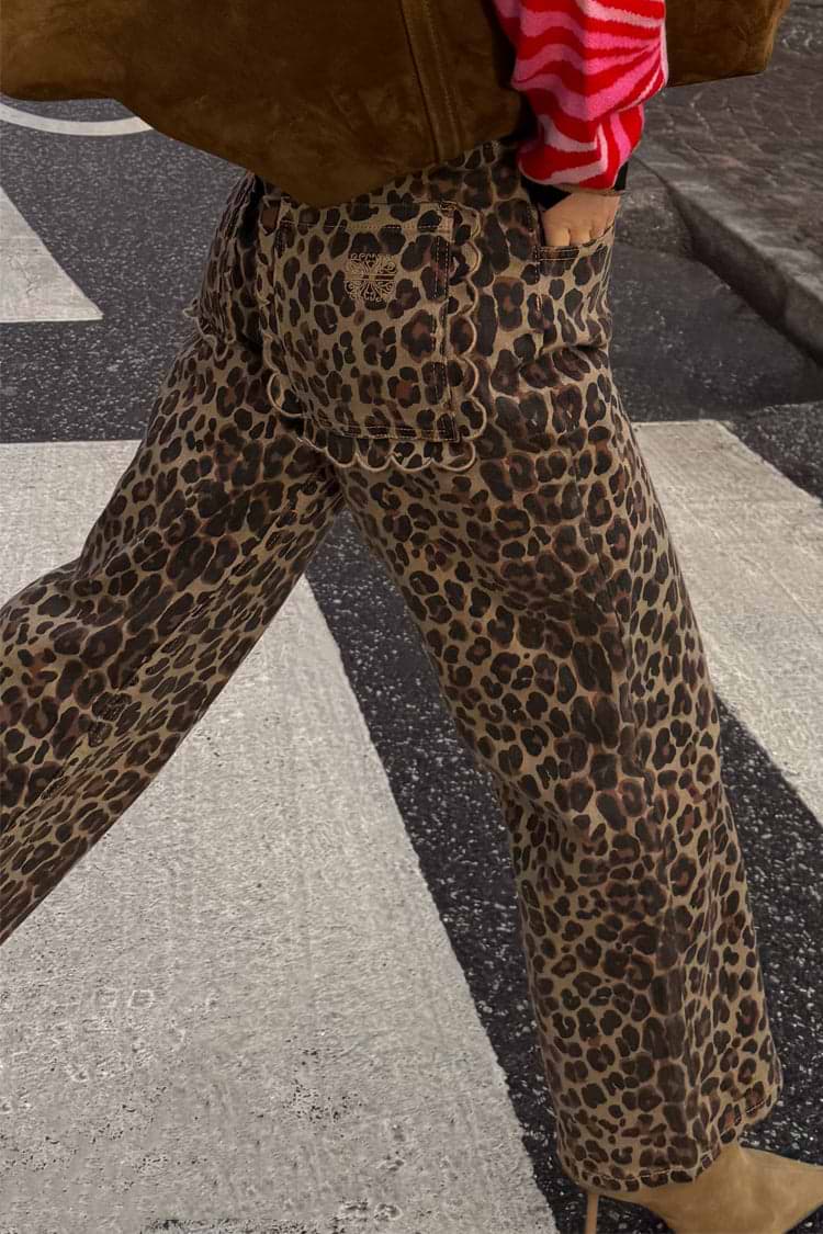 Leopard Lucia Scallop Detail Jeans Petite