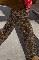 Thumbnail for Leopard Lucia Scallop Detail Jeans Petite