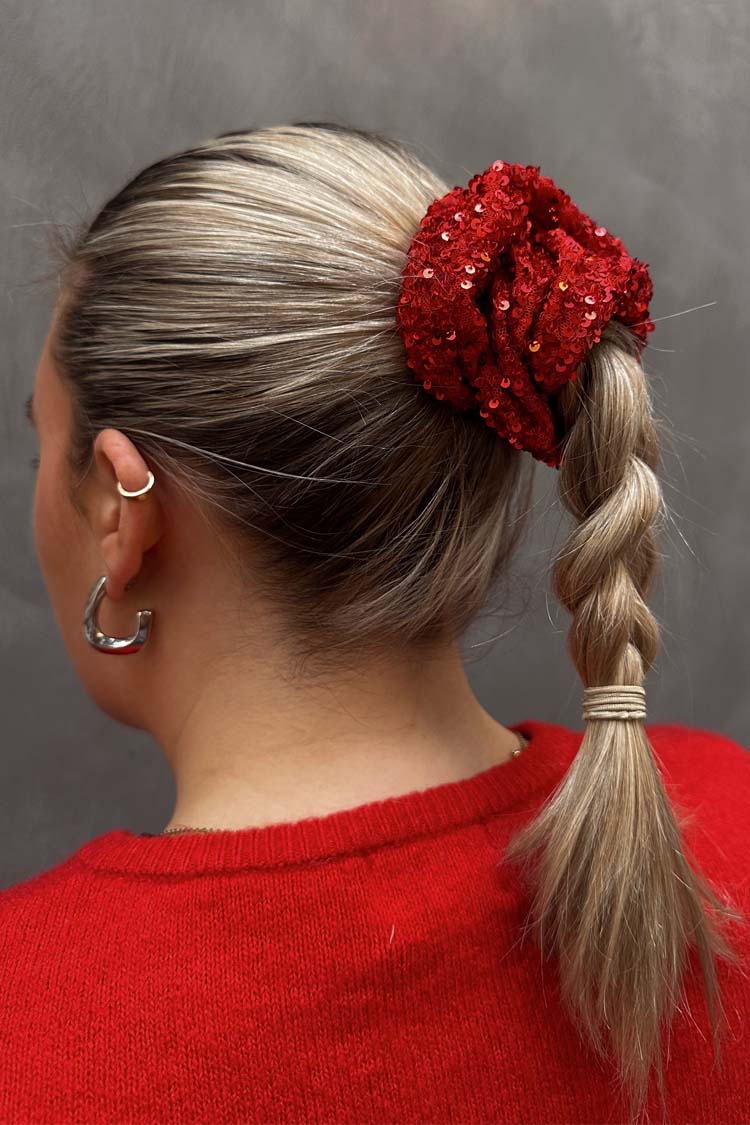 Red Sequin Scrunchie