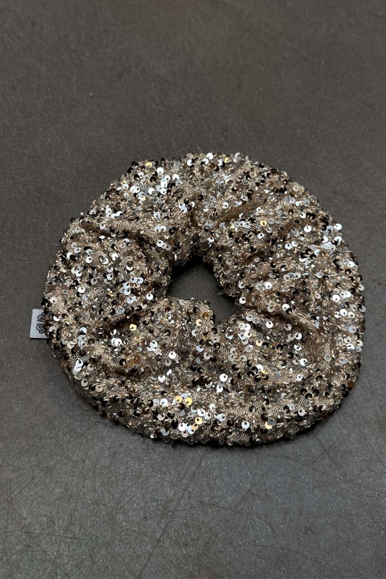 Silver Sequin Scrunchie