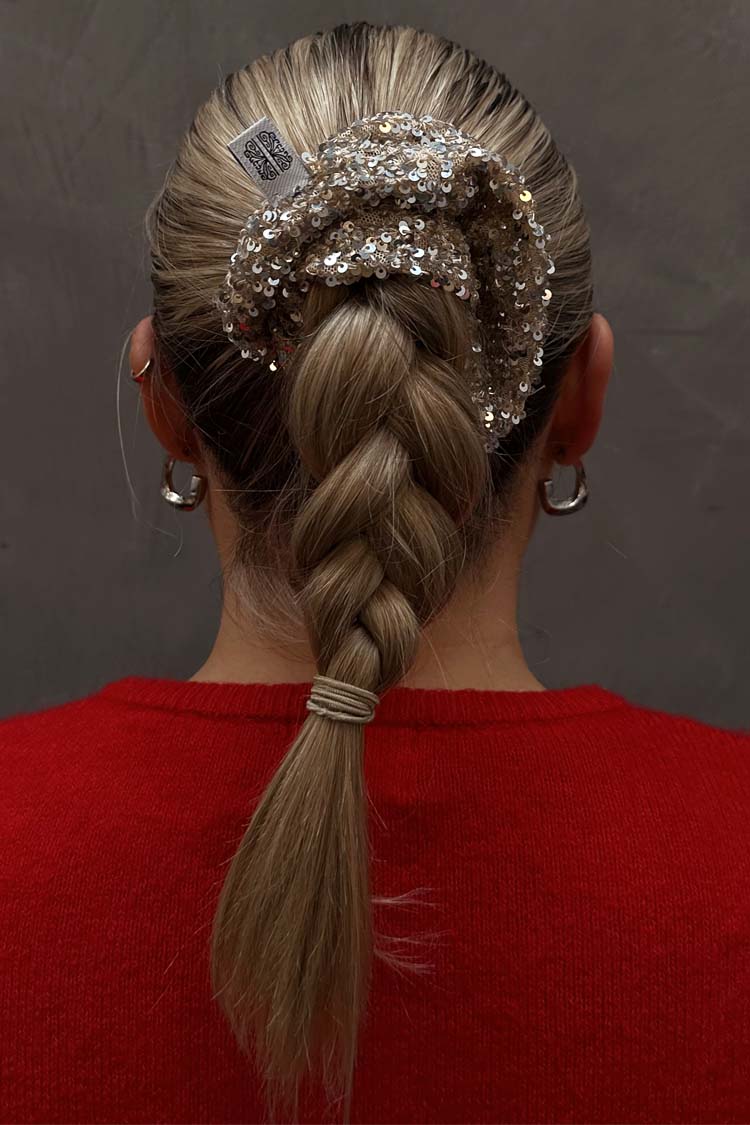 Silver Sequin Scrunchie