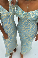 Thumbnail for Blue Jacquard Tilda Maxi Dress